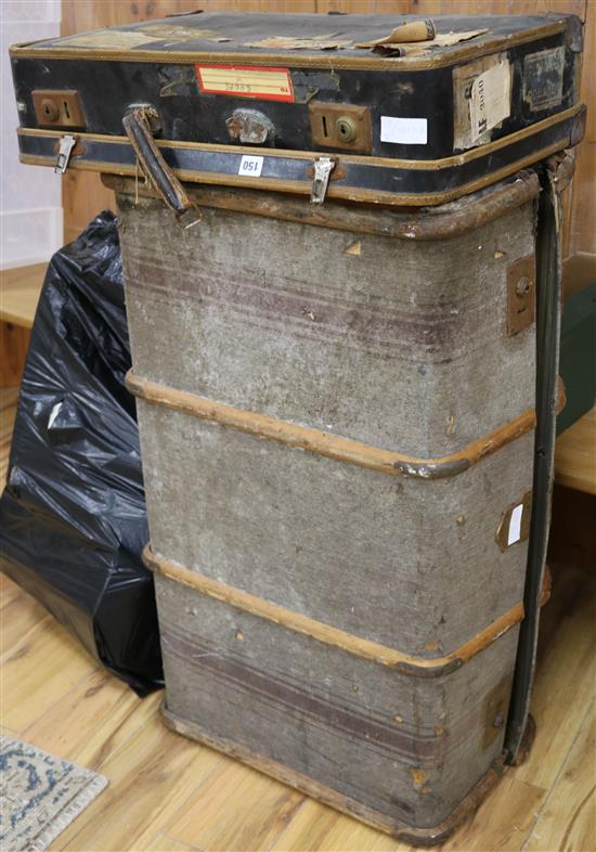 A vintage case and a trunk with Cunard Line label
